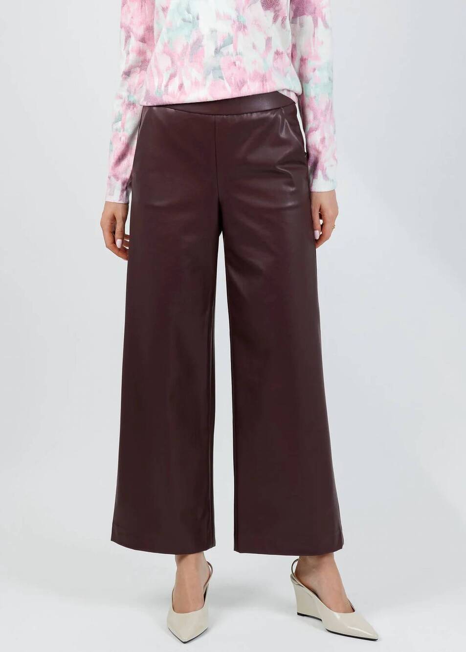 NEW RAFFAELLO ROSSI palina 6/8 vegan leather culotte pants in barolo